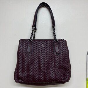 Simply Vera Vera Wang Graham Soft Satchel Bag Handbag Purse - Ruched Burgundy Wi